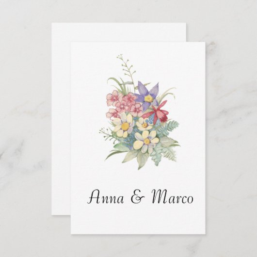 Waterverf bloemen uitnodiging , Sjabloon . (Voorkant / Achterkant)