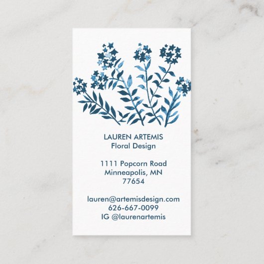 Waterverf bloemen Unieke, moderne flora Visitekaartje (Achterkant)