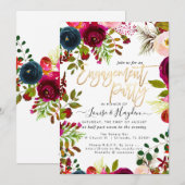 Waterverf-bloemen van de Engagement Party, Bourgog Aankondiging (Voorkant / Achterkant)