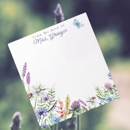 Waterverf Bloemen van het bureau van de docent Notitieblok