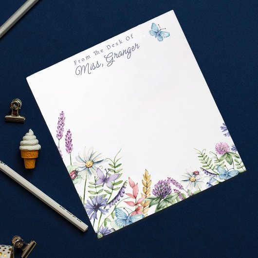 Waterverf Bloemen van het bureau van de docent Notitieblok