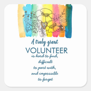 waterverf bloemen van vrijwilligers - appreciatiew vierkante sticker