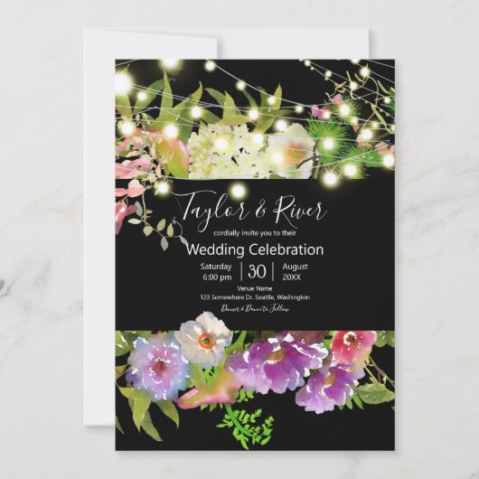 Waterverf bloemen van zomer w/ strijklichten kaart (Voorkant)