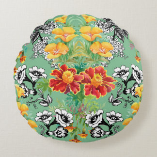 Waterverf bloemen van zomertuinbloemen naadloos rond kussen