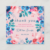 Waterverf Bloemen Verjaardag Dank u invoegen Blush Informatiekaartje (Voorkant)