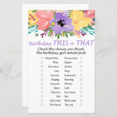 Waterverf bloemen Verjaardag dit of dat spel (Voorkant / Achterkant)