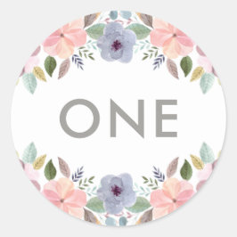  Waterverf Bloemen Verjaardag Elegant Ronde Sticker