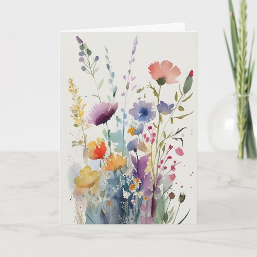 Waterverf Bloemen Verjaardag Feestdagen Kaart (Voorkant)