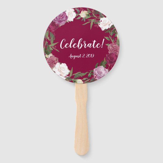 Waterverf Bloemen Verjaardag Handwaaier (Achterkant)