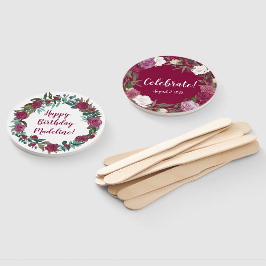 Waterverf Bloemen Verjaardag Handwaaier (Niet-gemonteerd)