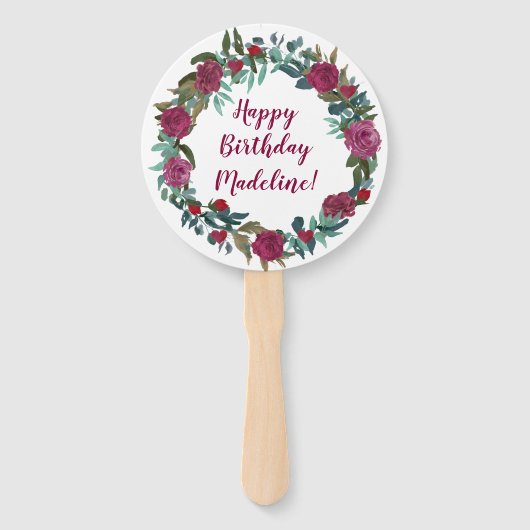 Waterverf Bloemen Verjaardag Handwaaier