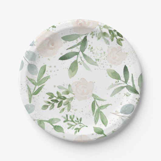 Waterverf Bloemen Verjaardag of bruiloft Borden Papieren Bordje (Voorkant)