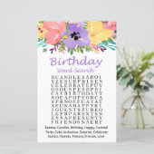 Waterverf bloemen Verjaardagenzoekspel (Staand voorkant)