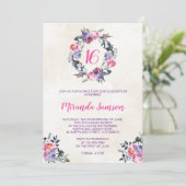 Waterverf Bloemen Verjaardagsuitnodiging Kaart (Staand voorkant)