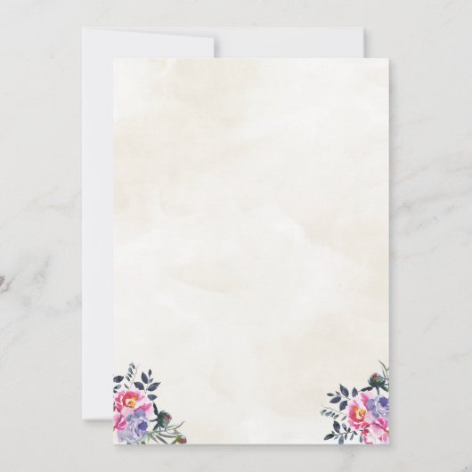 Waterverf Bloemen Verjaardagsuitnodiging Kaart (Achterkant)