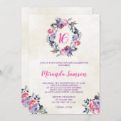 Waterverf Bloemen Verjaardagsuitnodiging Kaart (Voorkant / Achterkant)