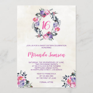 Waterverf Bloemen Verjaardagsuitnodiging Kaart