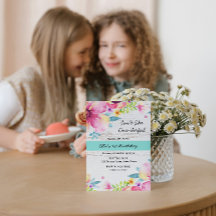 Waterverf Bloemen Verjaardagsuitnodiging