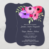 Waterverf Bloemen Verlovingsfeest Navy Blauw Kaart (Voorkant / Achterkant)