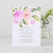 waterverf Bloemen Verlovingsfeest nodigt uit Kaart (Staand voorkant)