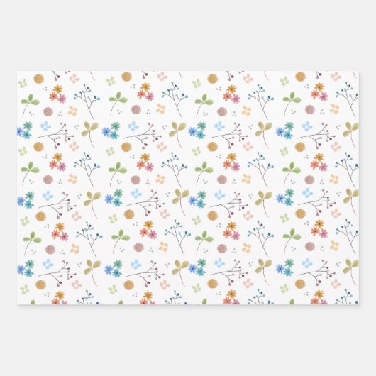 Waterverf Bloemen Verpakking Blad Set | 3 vellen (Voorkant 2)