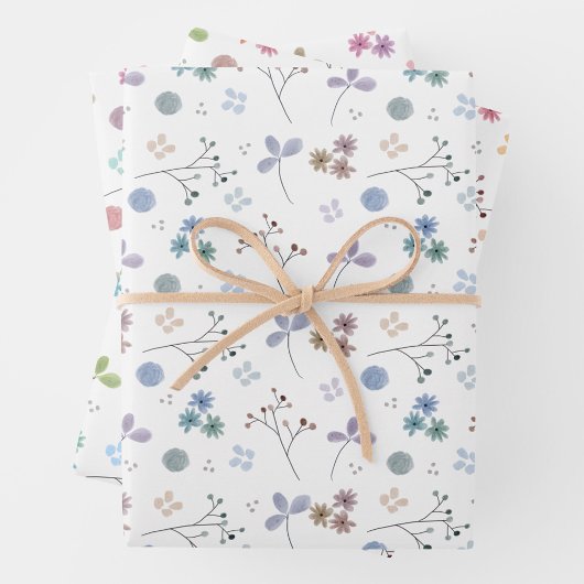 Waterverf Bloemen Verpakking Blad Set | 3 vellen