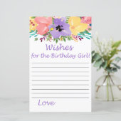 Waterverf bloemen Verzoekt het verjaardagsmeisje (Staand voorkant)