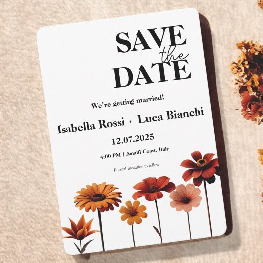 Waterverf Bloemen Vet Rood & Sinaasappel Sunset Kl Kaart