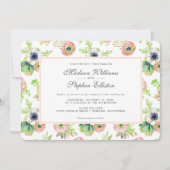 Waterverf Bloemen & vetplanten - Bruiloft Kaart (Voorkant)