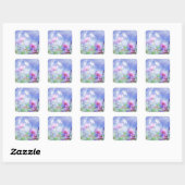 Waterverf bloemen vierkante sticker (Vel)