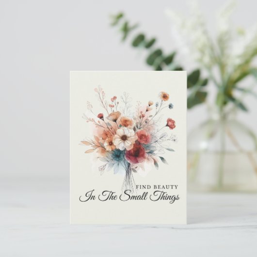 Waterverf Bloemen Vind Schoonheid Positief Quote B Briefkaart (Staand voorkant)