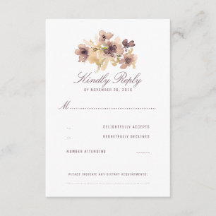 Waterverf Bloemen Vintage bruiloft RSVP Kaartje