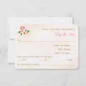 Waterverf Bloemen Vinyl Record Bruiloft RSVP Kaart (Achterkant)