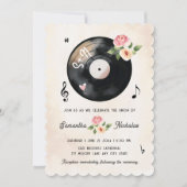 Waterverf Bloemen Vinyl Record bruiloft uitnodigin Kaart (Voorkant)