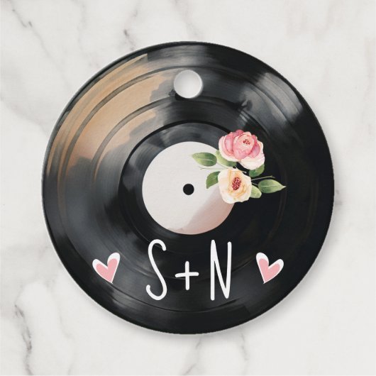 Waterverf Bloemen Vinyl Record Dank u Bedankjes Labels (Voorkant)