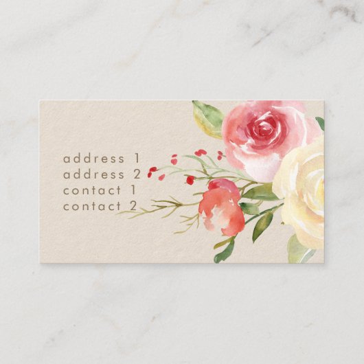 waterverf bloemen visitekaartje (Achterkant)