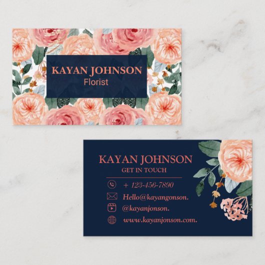 waterverf Bloemen visitekaartjes Bloemist (Voorkant / Achterkant)