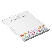 Waterverf Bloemen Vlinder Bij Notitieblok (Schuin)