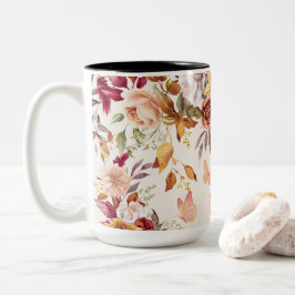 Waterverf Bloemen & Vlinder Tweekleurige Koffiemok