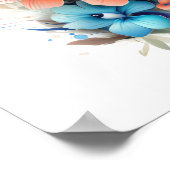 Waterverf Bloemen Vlinders Blauw Sinaasappel Poster (Hoek)