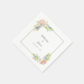 Waterverf Bloemen Vlinders Bruiloft & Verloving Servet (Hoek)