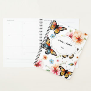 Waterverf bloemen vlinders persoonlijke tuin planner