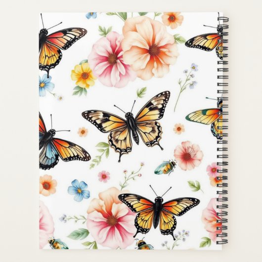 Waterverf bloemen vlinders persoonlijke tuin planner (Achterkant)