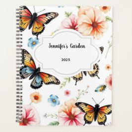 Waterverf bloemen vlinders persoonlijke tuin planner