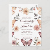 Waterverf Bloemen Vlinders Quinceañera CUSTOM Briefkaart (Voorkant / Achterkant)