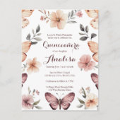 Waterverf Bloemen Vlinders Quinceañera CUSTOM Briefkaart (Voorkant)