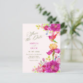 Waterverf bloemen vogel bruiloft kaart (Staand voorkant)