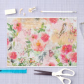 Waterverf bloemen, Vogels, Vlinders Collage Tissuepapier (Craft)
