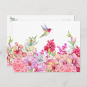 Waterverf Bloemen Vogeltuin Briefkaart (Voorkant / Achterkant)