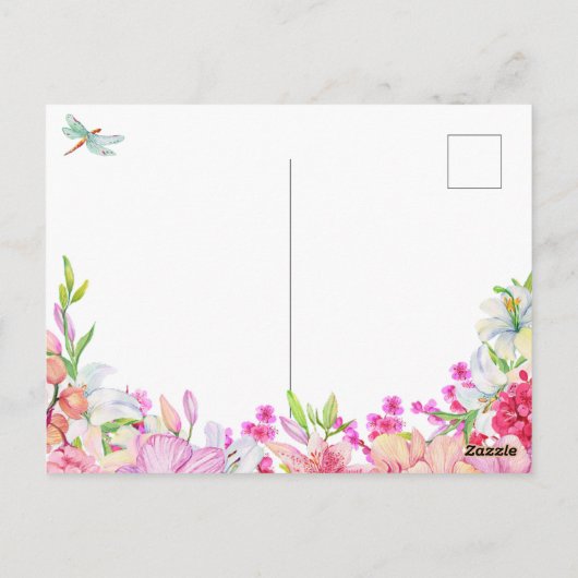 Waterverf Bloemen Vogeltuin Briefkaart (Achterkant)
